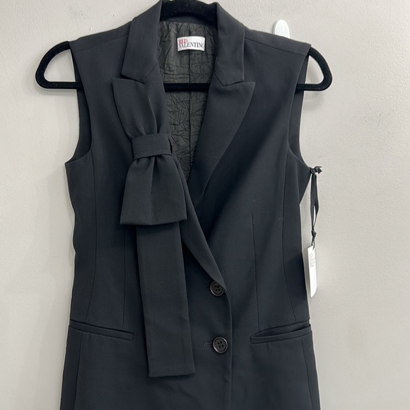 RED VALENTINO VISCOSE WOOL GABARDINE BLAZER DRESS WITH BOW - Picture 8 of 16